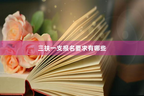 三扶一支报名要求有哪些